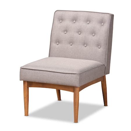 Baxton Studio Riordan Mid-Century Modern Grey Fabric and Walnut Brown Finished Wood Dining Chair 186-11356-Zoro